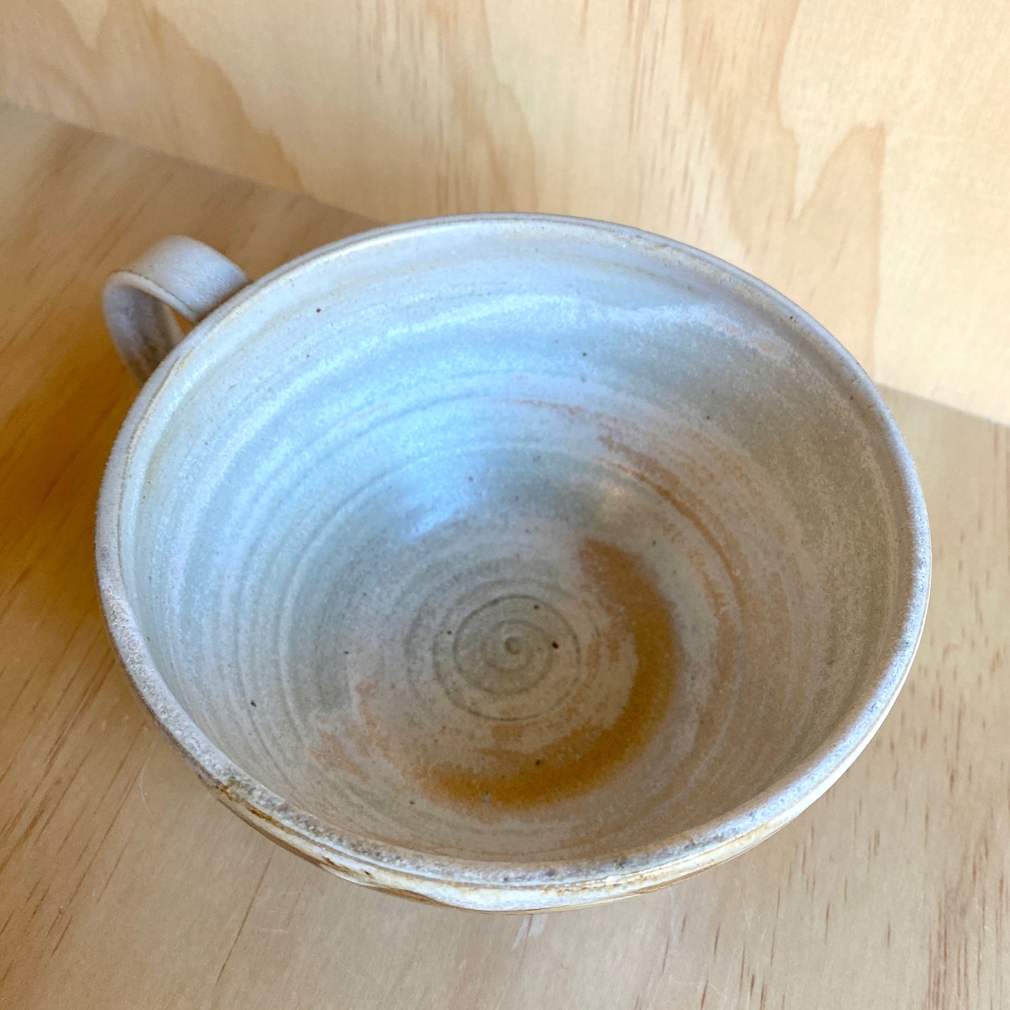 Hand-Thrown Iron Oxide Leaf Motif Latte Mug - Made in Stoughton!