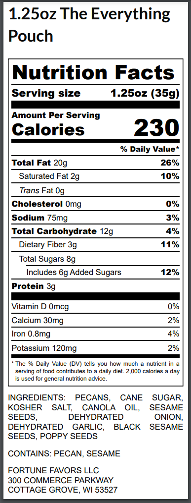 1.25oz Fortune Favors The Everything Candied Pecans