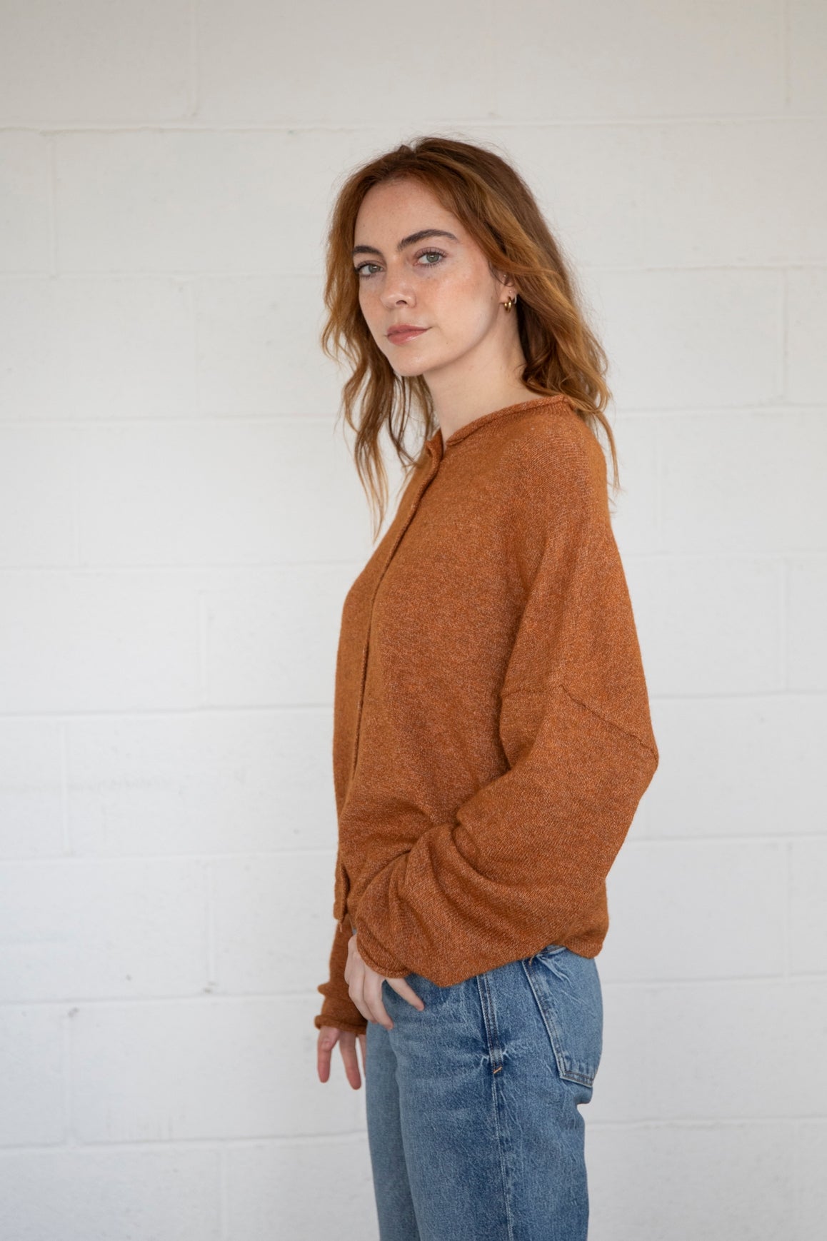 Lightweight Cozy Piper Cardigan by Things Between - Rust