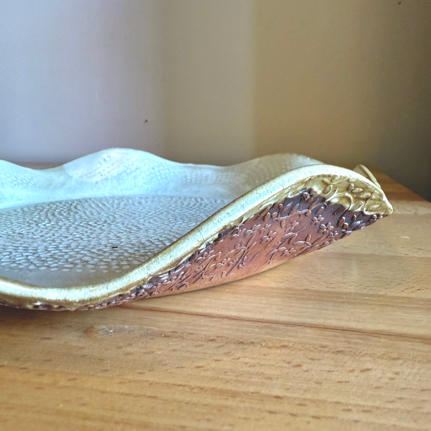 Handmade Ceramic Fluted Serving Platter - Made in Stoughton!