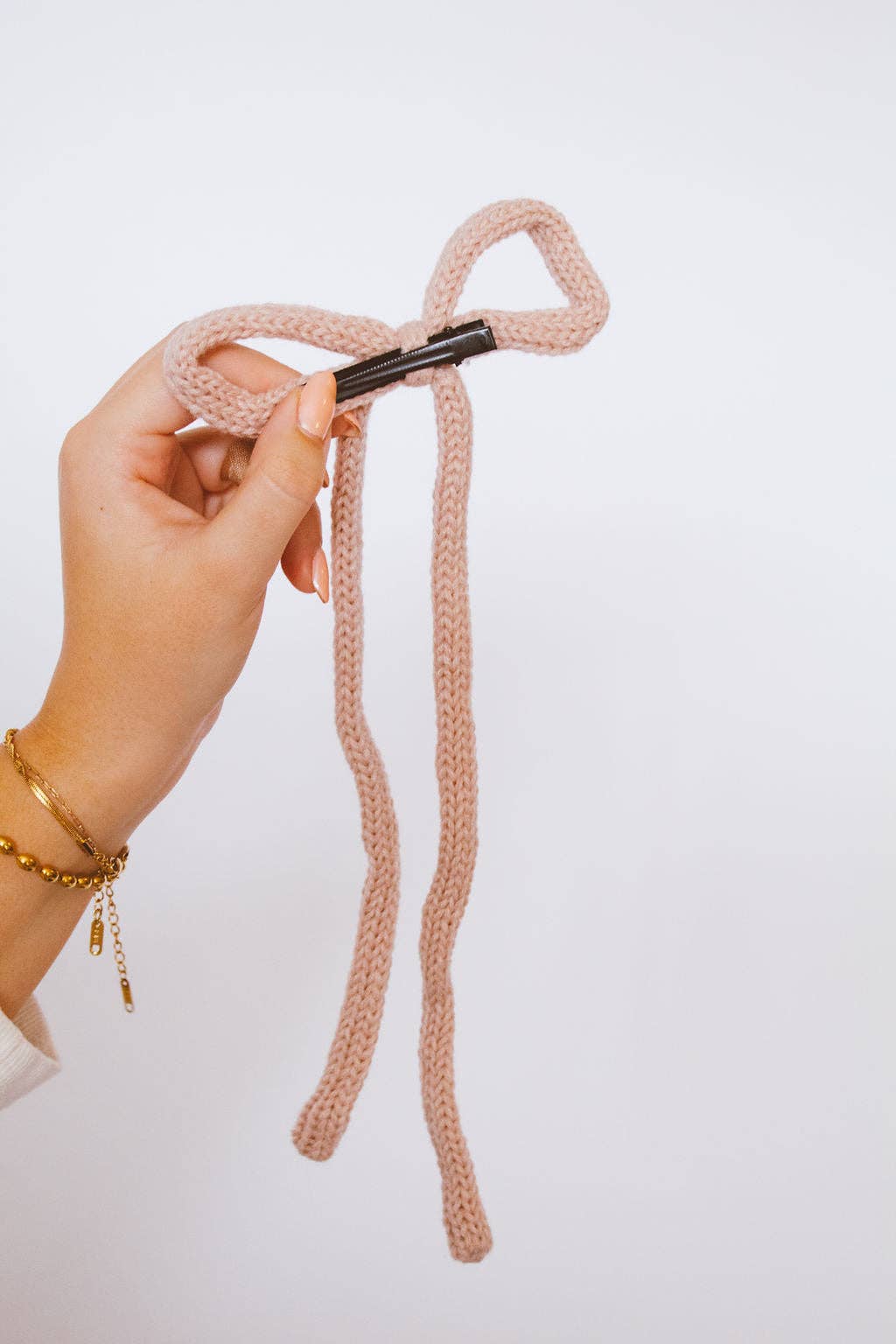 Knit Long Bow Clip - Multiple Colors