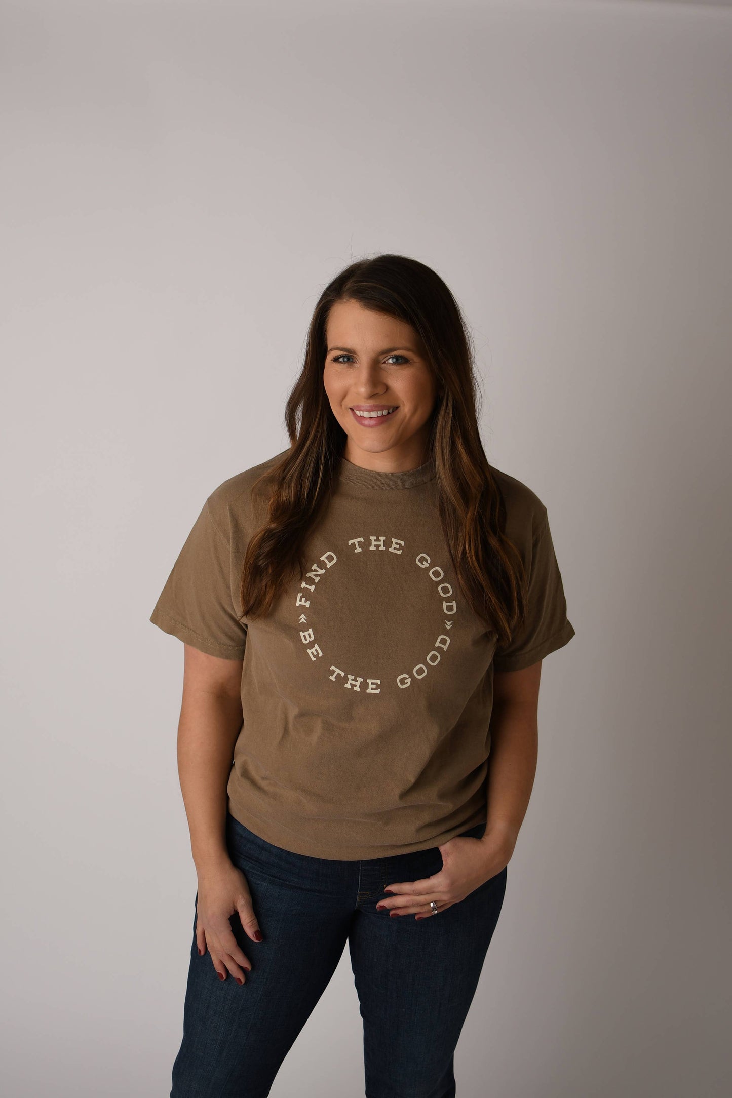 "Find the Good. Be the Good." Tee in Vintage Brown