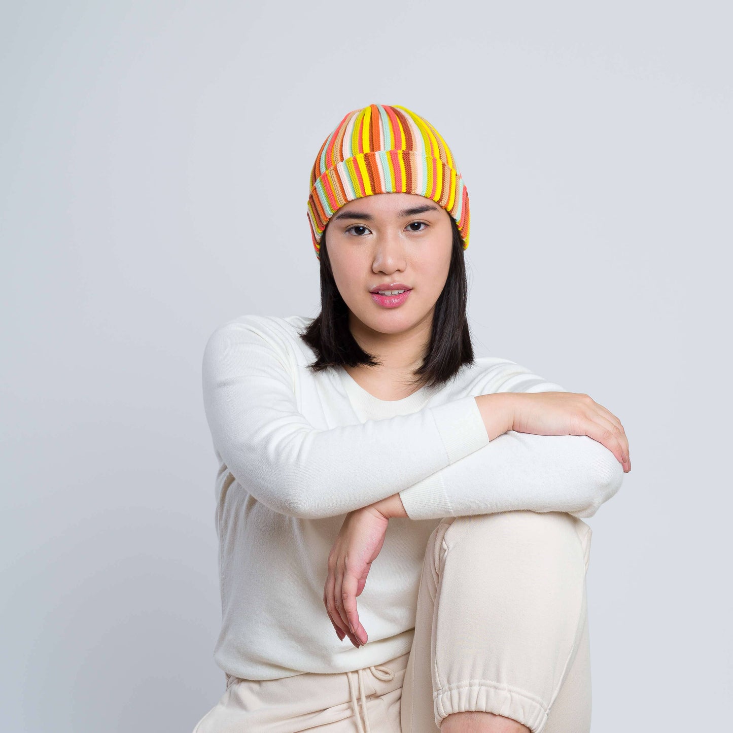 Multicolor "Circus Stripe" Unisex Knit Beanie