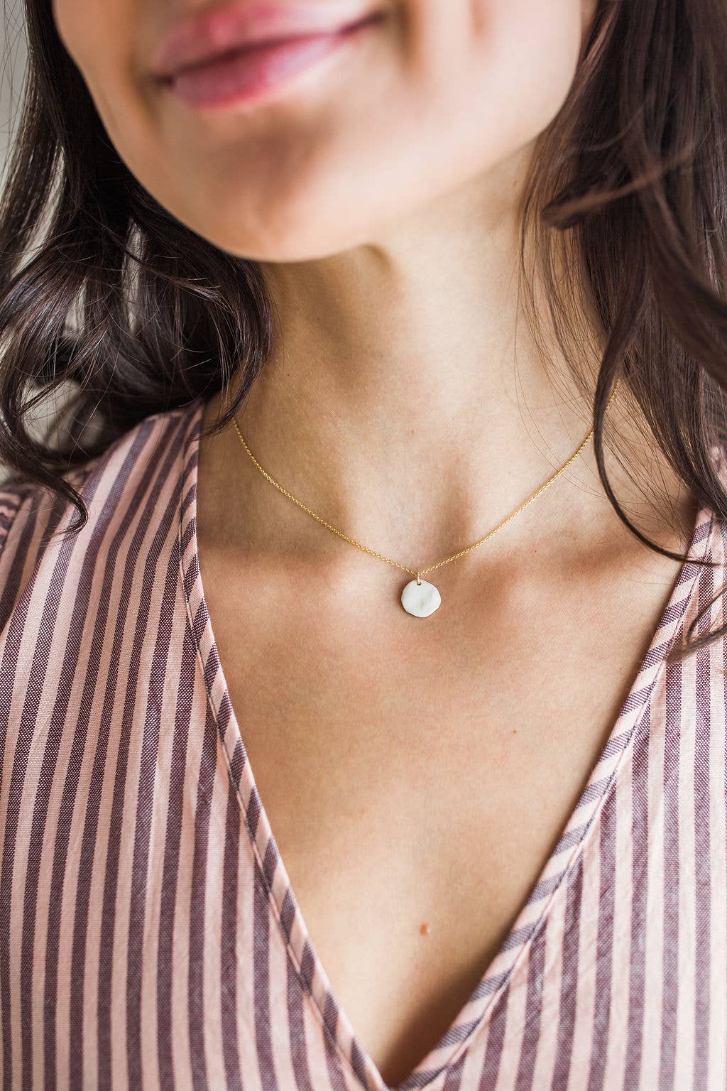 Sun and Moon Reversible Porcelain and Gold Luster Necklace by Jenna Vanden Brink