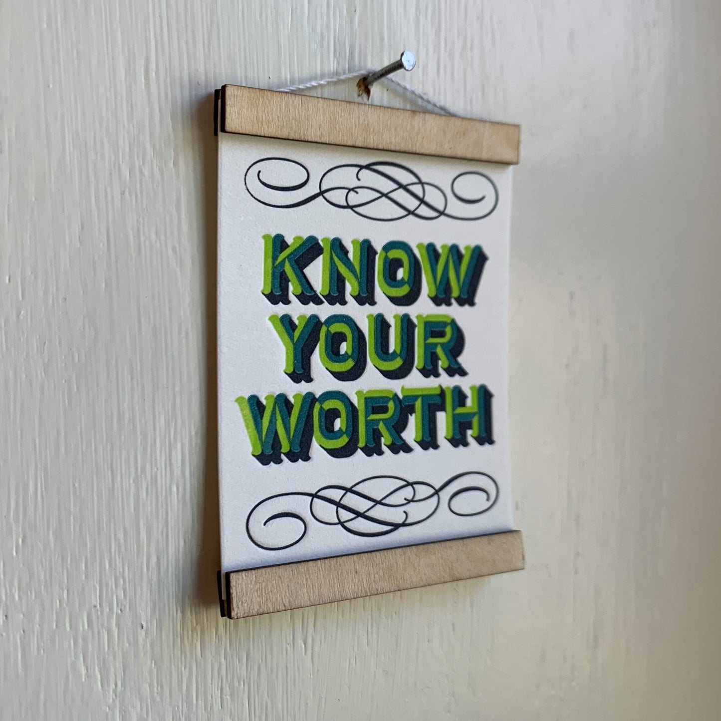 Know Your Worth - Mini Letterpress Print