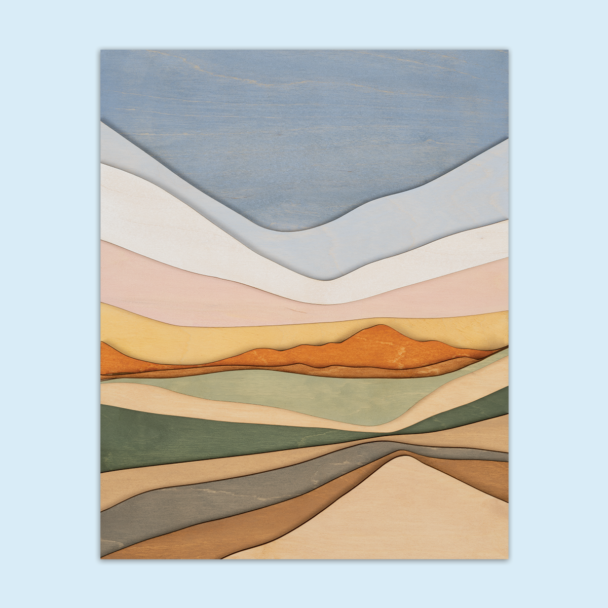 Desert Sunrise Painted Wood Landscape - 8"x10" Unframed Print