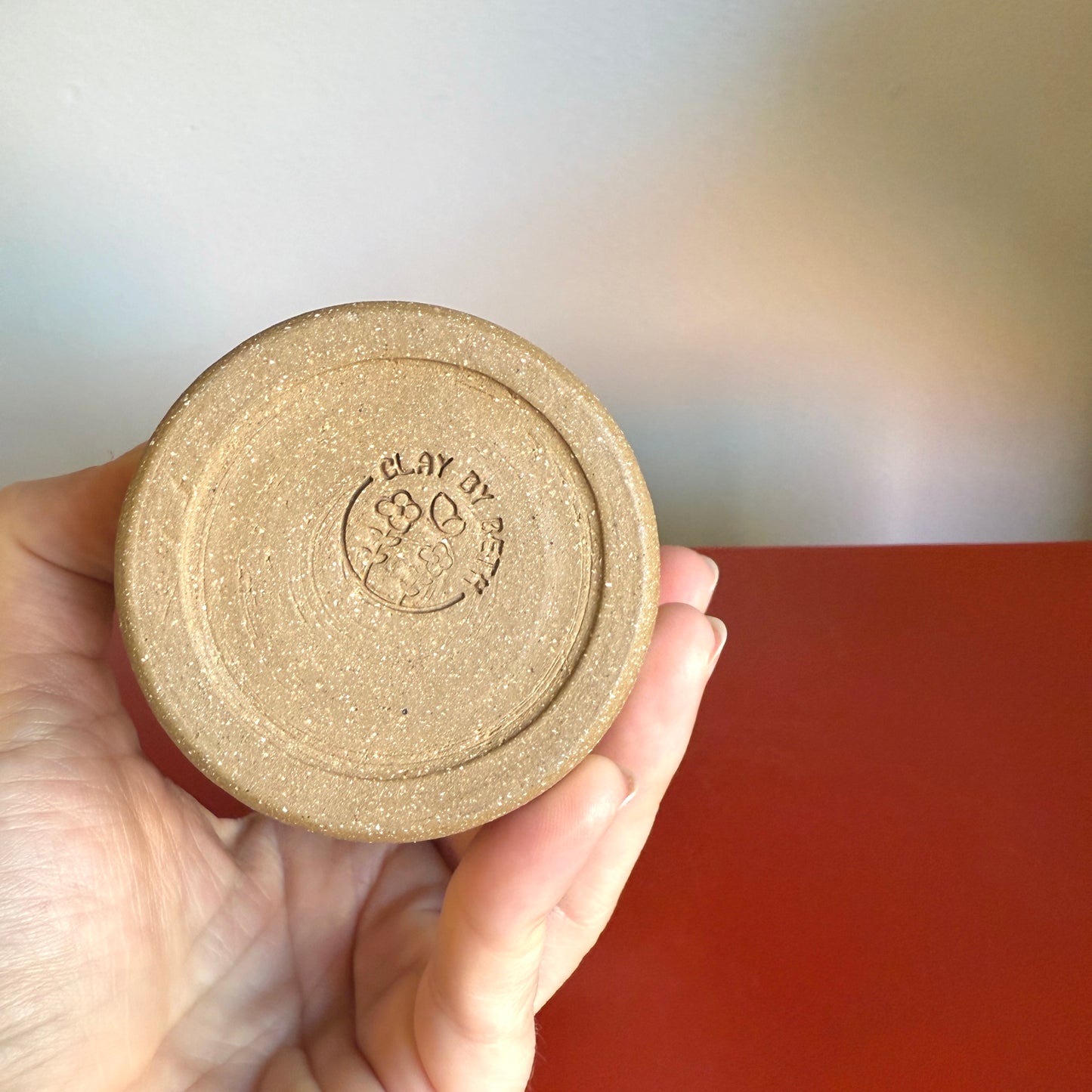 Hand-Thrown Ceramic Travel Mug with Retro Daisy Motif - Made in Stoughton!