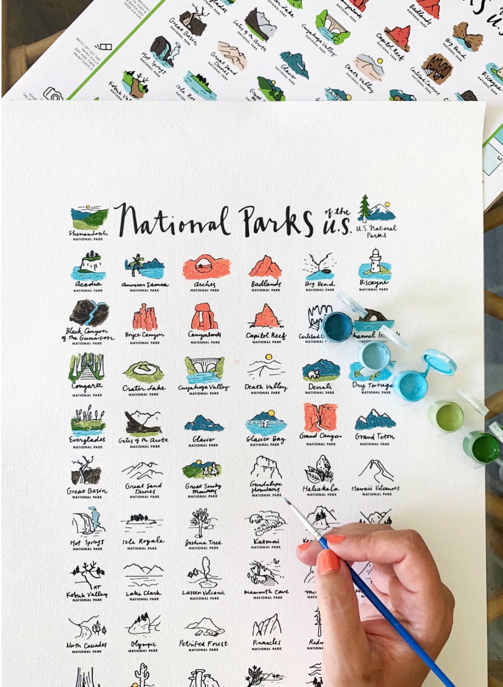 National Parks Acrylic Paint-by-Number Poster Kit