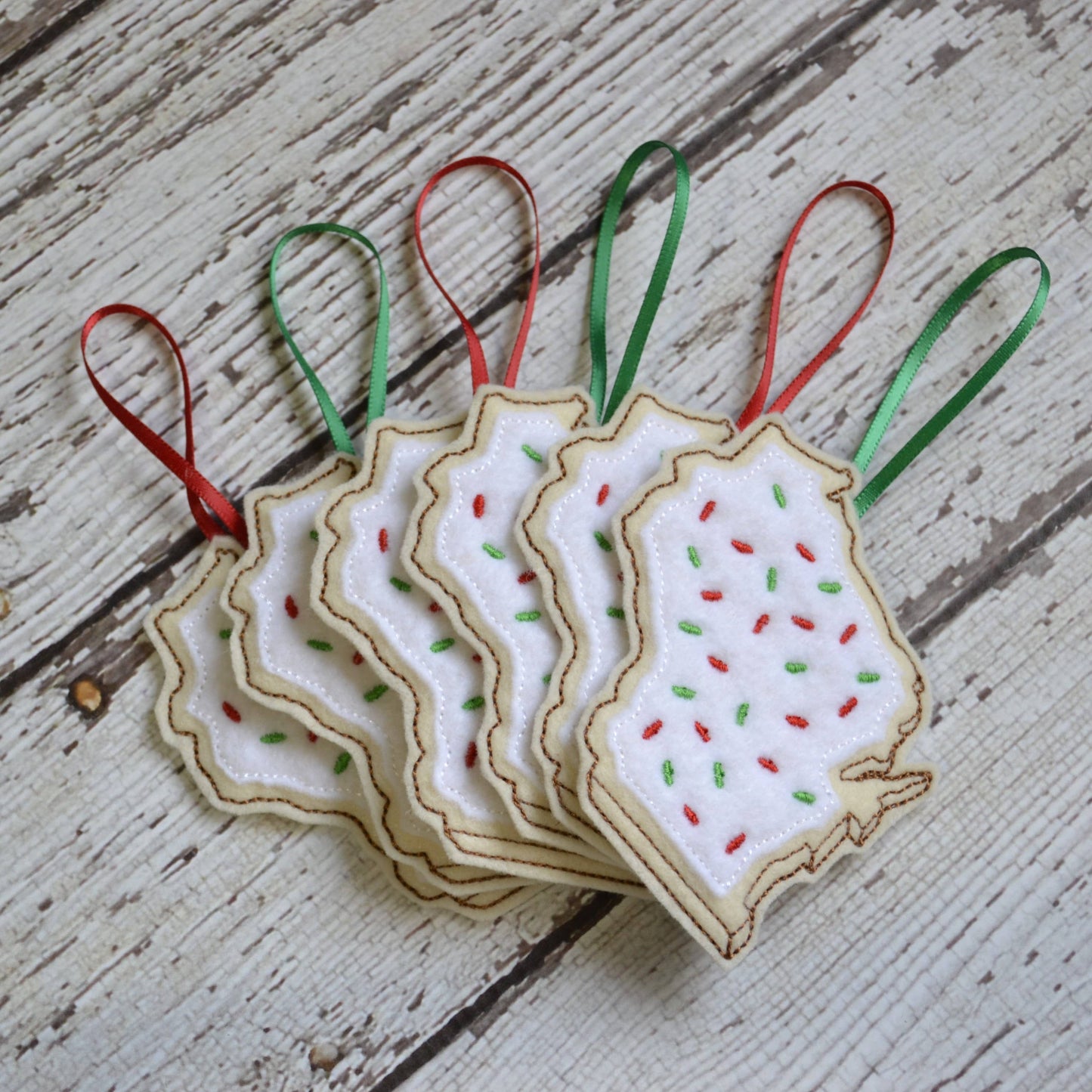 Wisconsin Sugar Cookie Embroidered Felt Christmas Ornament