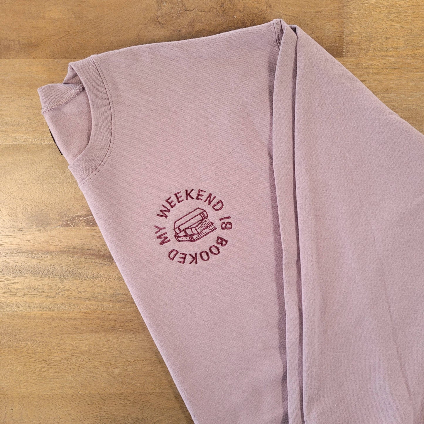 Embroidered "My Weekend is Booked" Book Lover Crewneck Sweatshirt