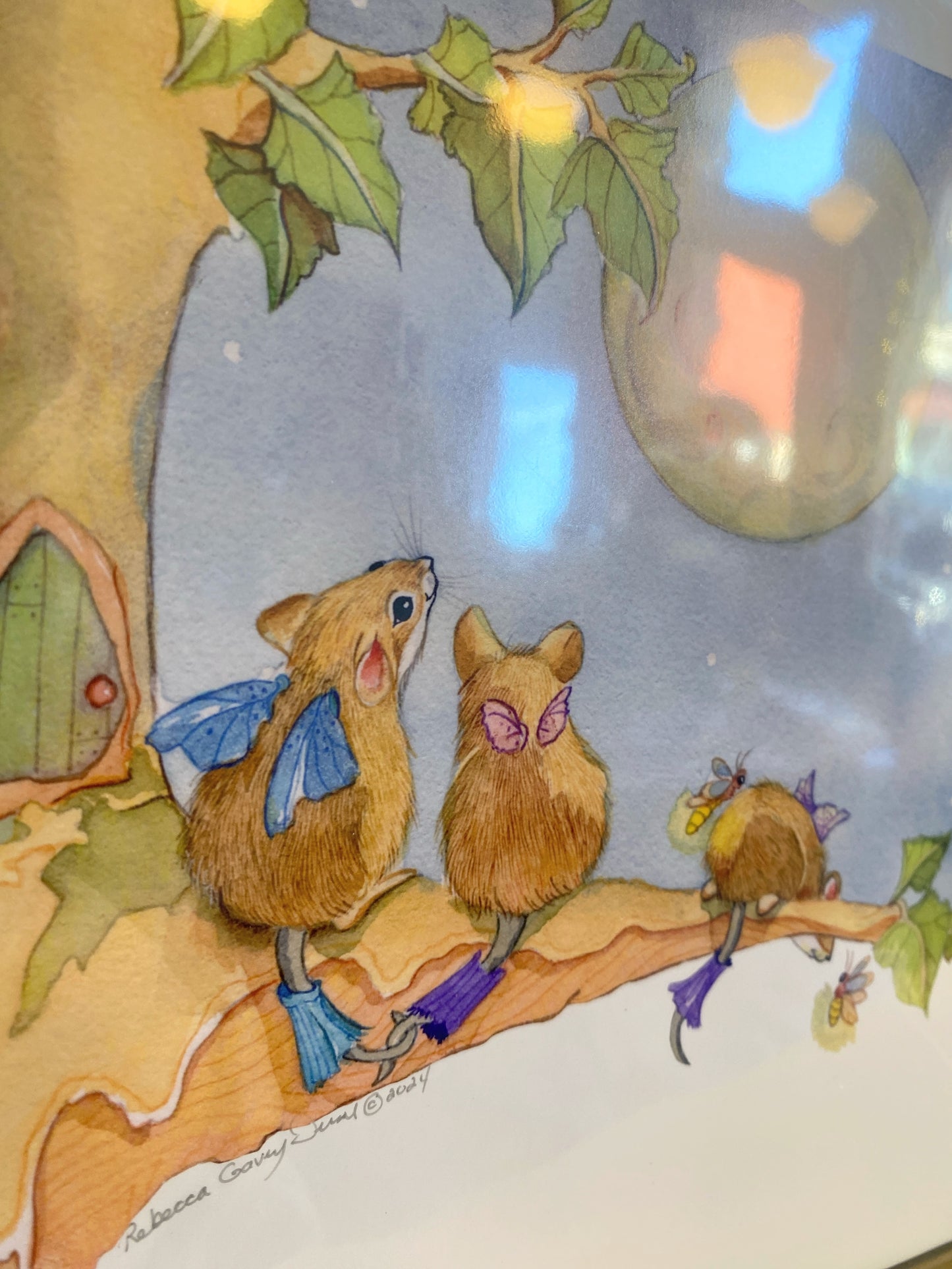 Fairy Mice and the Moon Giclee Print by Janesville, WI Artist