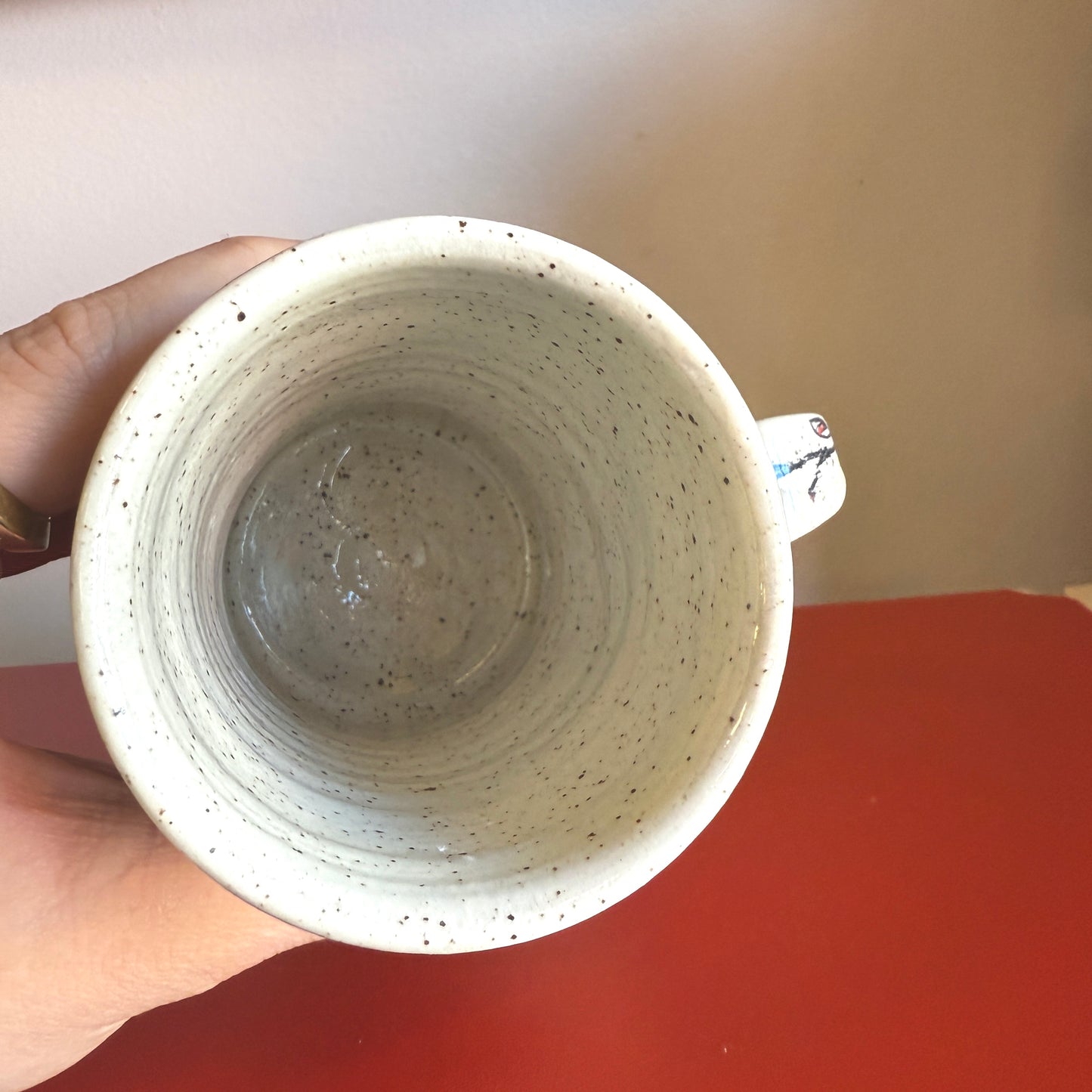 Hand-Thrown Ceramic Handle Mug with Sweet Chicken Motif - Made in Stoughton!