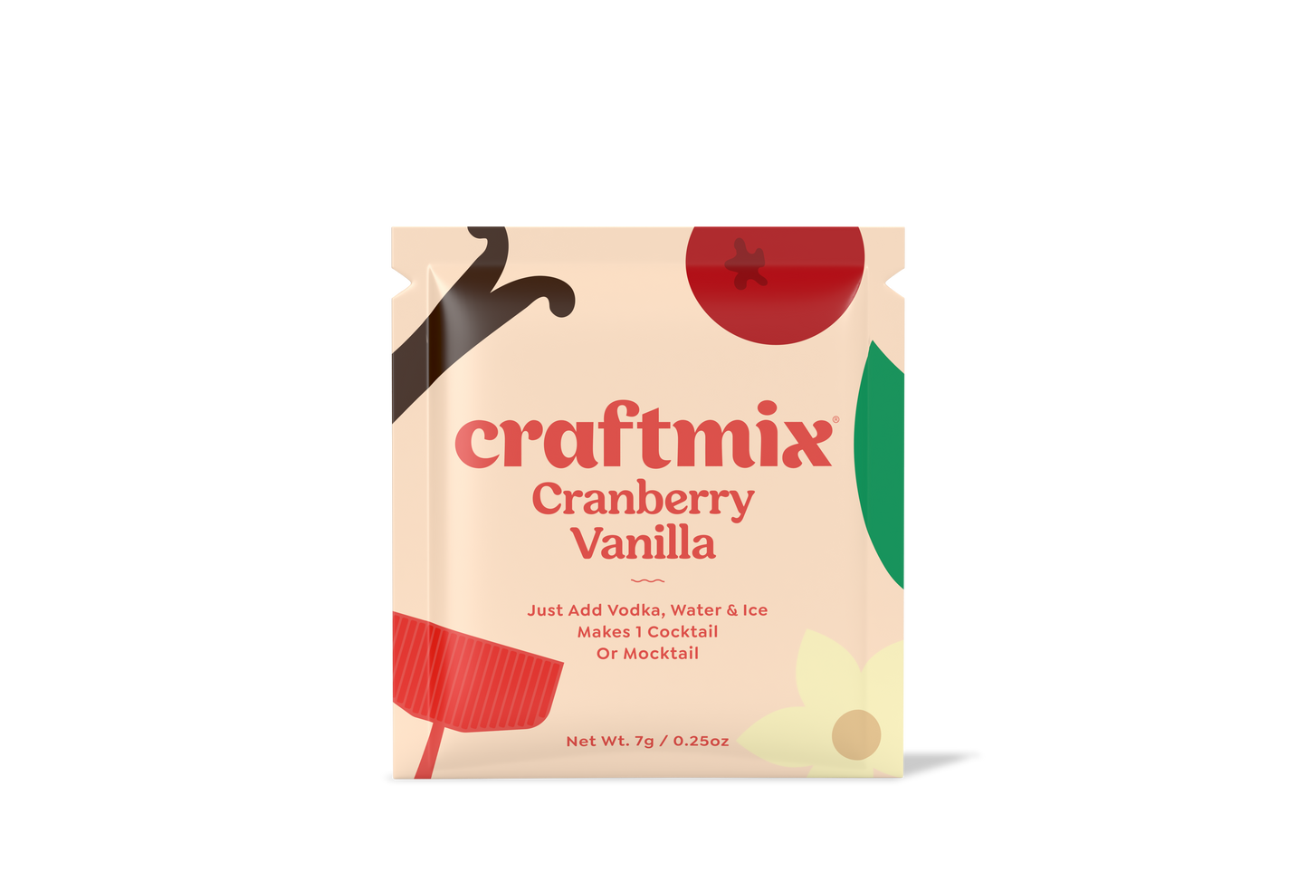 Cranberry Vanilla Single-Serving Cocktail or Mocktail Mixer