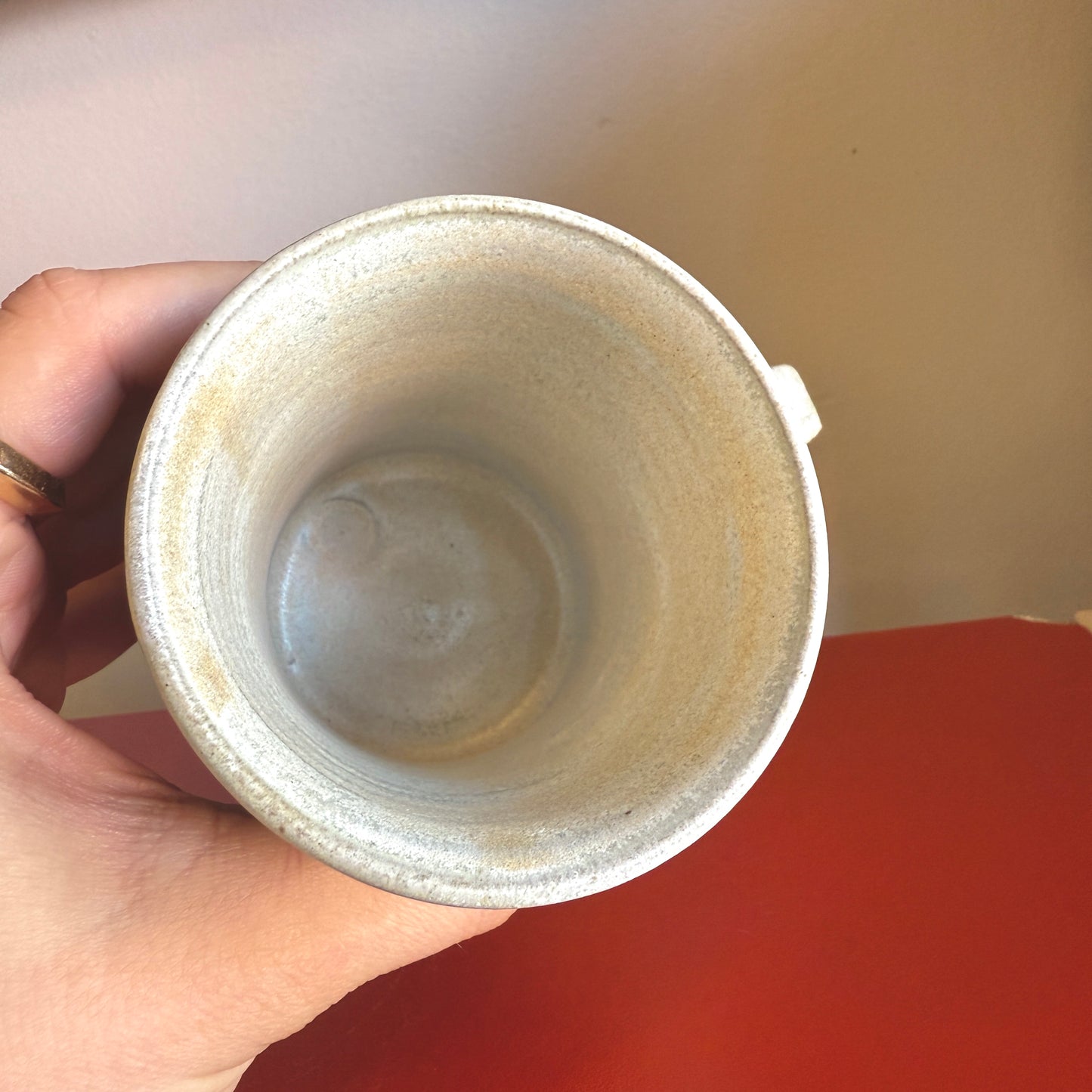 Hand-Thrown Ceramic Mug with Maple Leaf Print - Made in Stoughton!