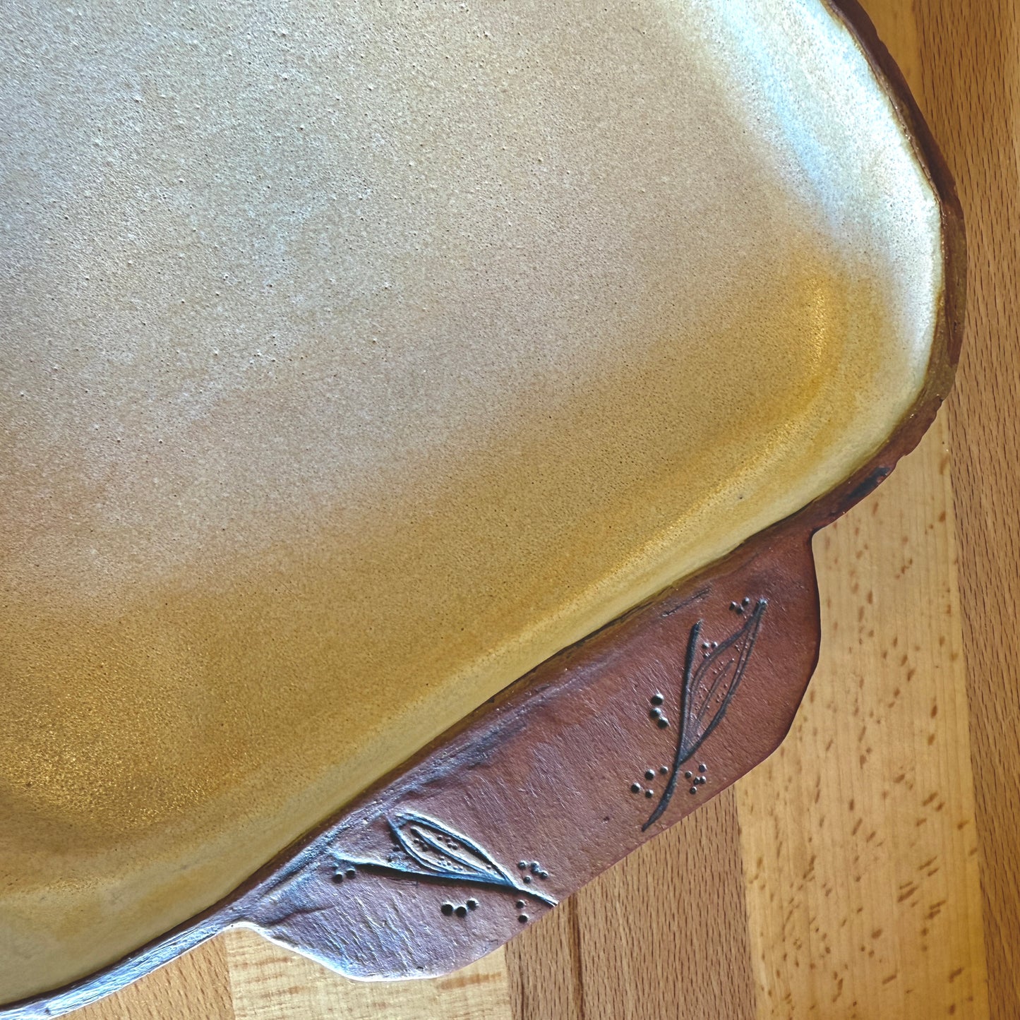 Handmade Ceramic Baking/Serving Dish with Hand Drawn Details - Made in Stoughton!