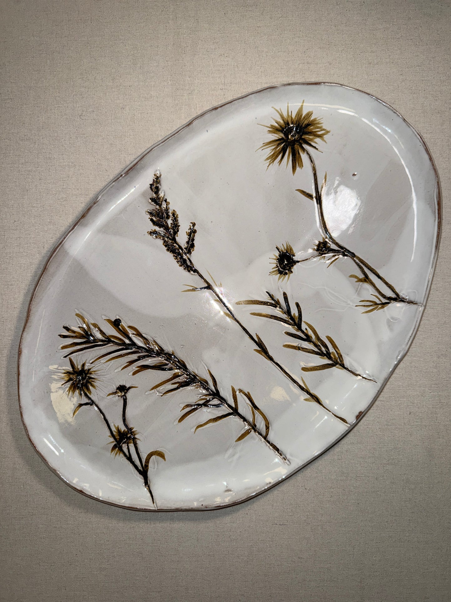 Handmade Embossed Botanicals Serving Platter - Made in Stoughton!