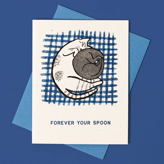 Forever Your Spoon - Blank Inside Risograph Love, Valentine, Anniversary Card