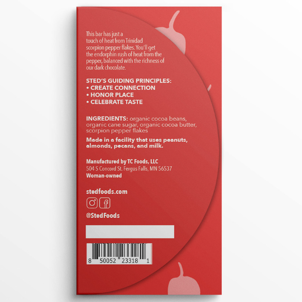 Mini Scorpion Pepper 70% Dark Organic Chocolate Bar