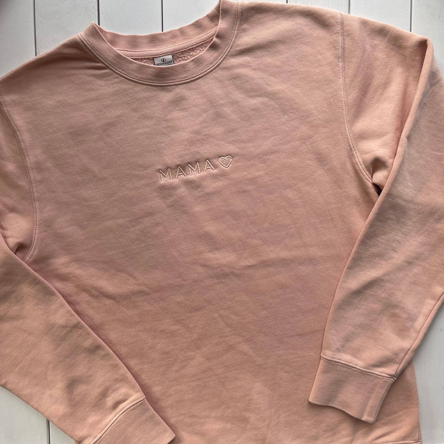 Mama ❤️ Pink Embroidered Crew (Pigment Dusty Pink)