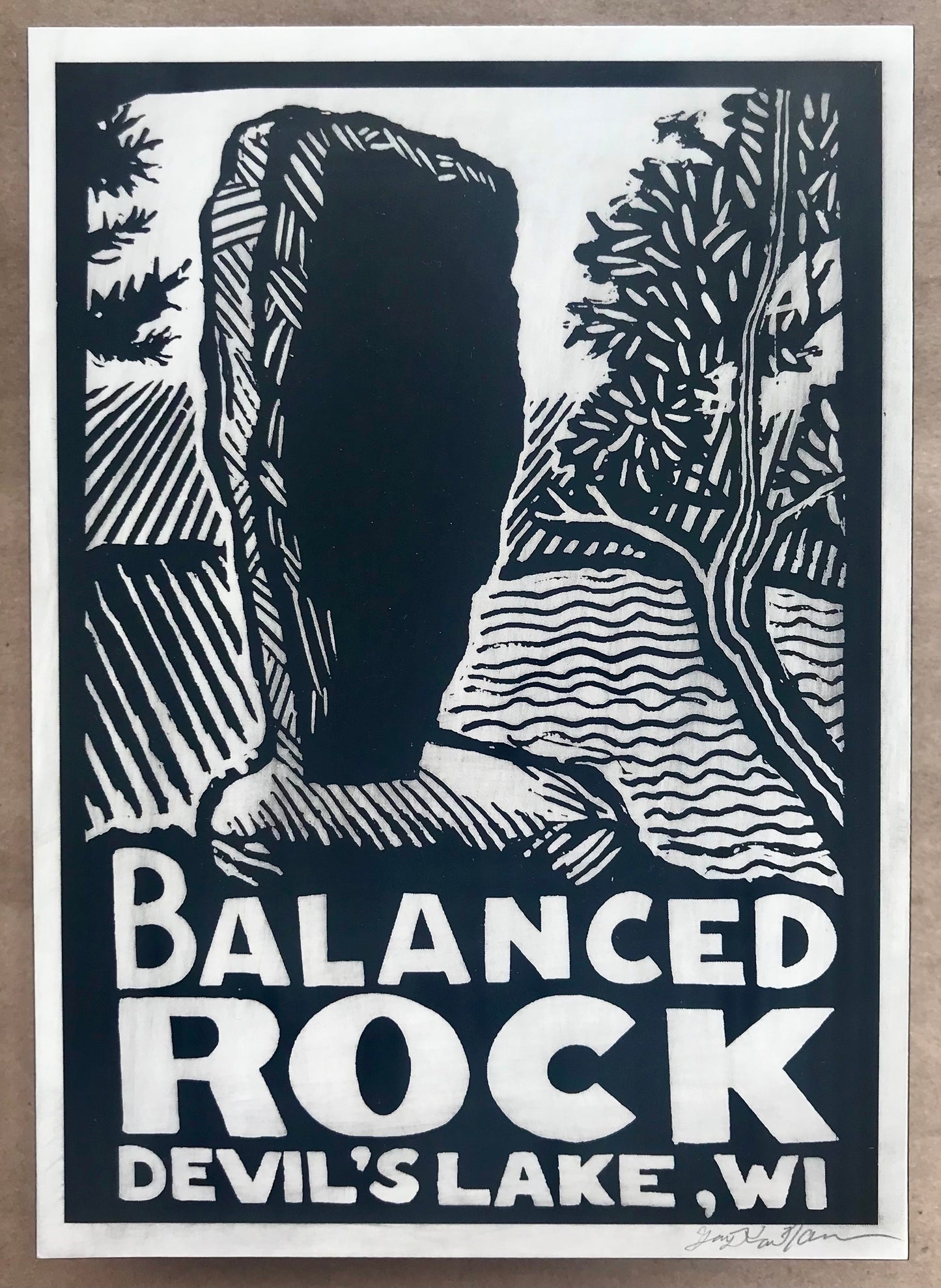 Balanced Rock Artwork on Wood Board by Gary Karl Nauman