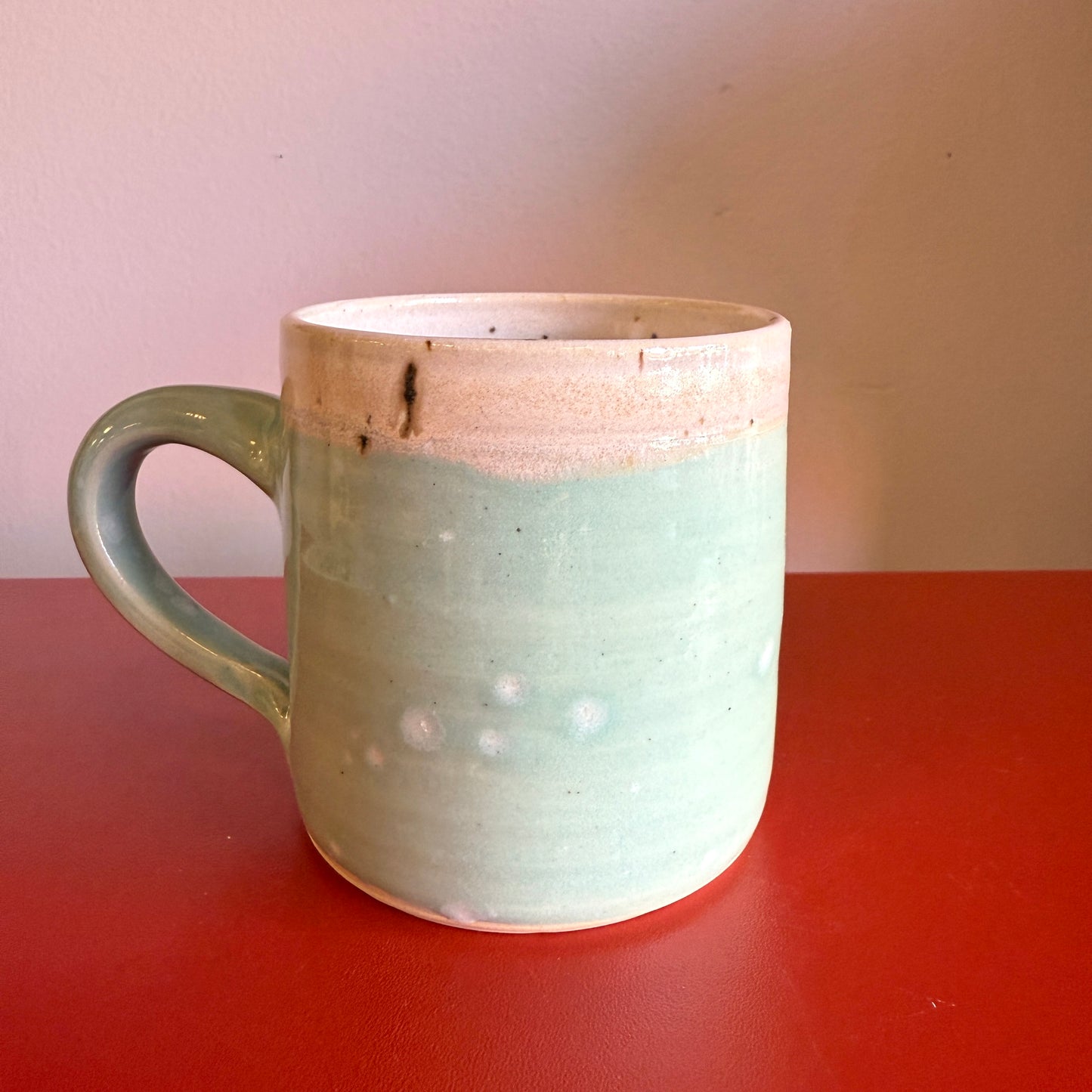 Hand-Thrown Petite Ceramic Mug with Aquamarine Glaze - Made in Stoughton!