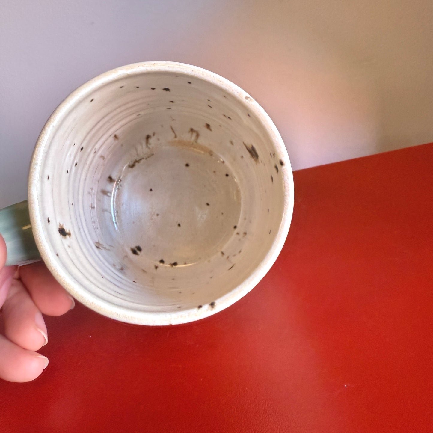 Hand-Thrown Petite Ceramic Mug with Aquamarine Glaze - Made in Stoughton!