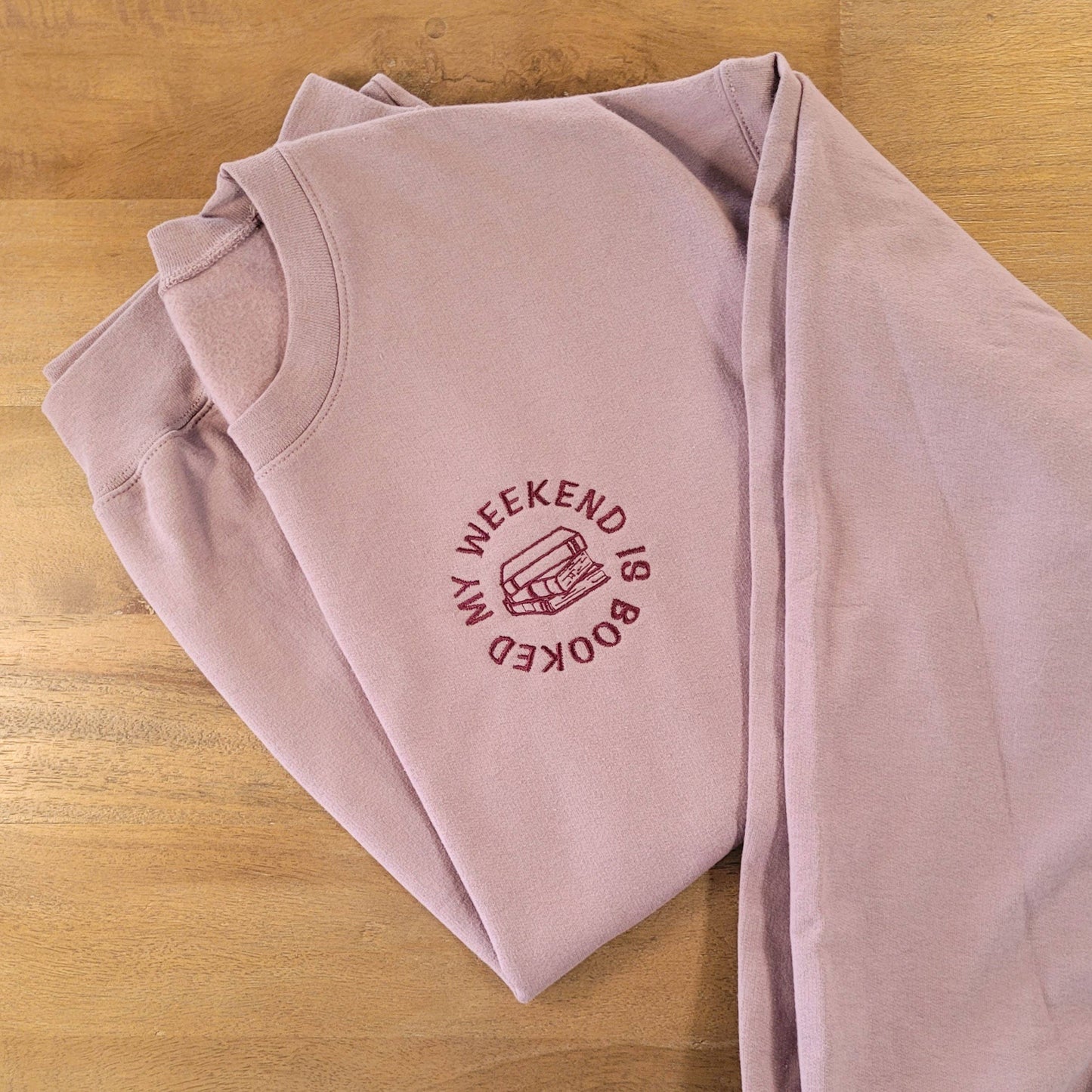 Embroidered "My Weekend is Booked" Book Lover Crewneck Sweatshirt