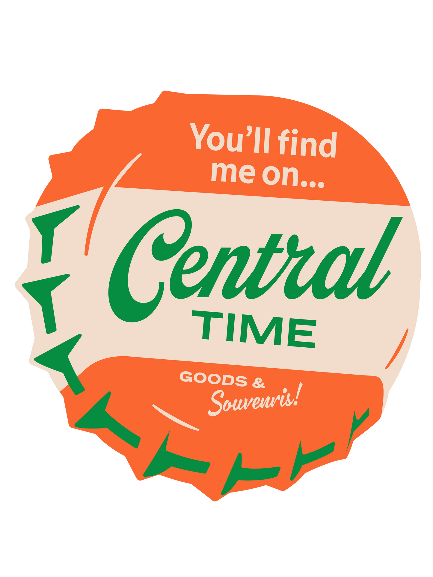 Central Time Bottle Cap Sticker