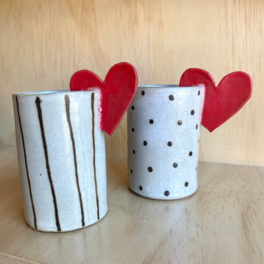 Handmade Ceramic Heart Accent Tumblers - Made in Stoughton!
