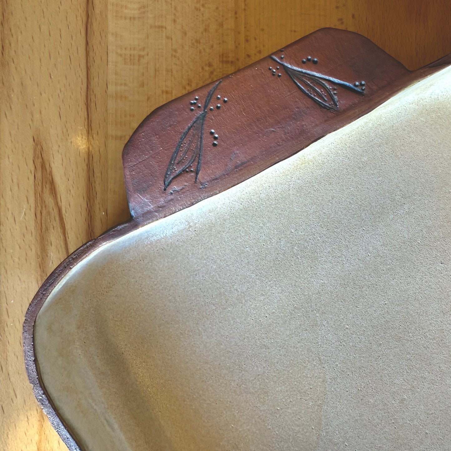 Handmade Ceramic Baking/Serving Dish with Hand Drawn Details - Made in Stoughton!