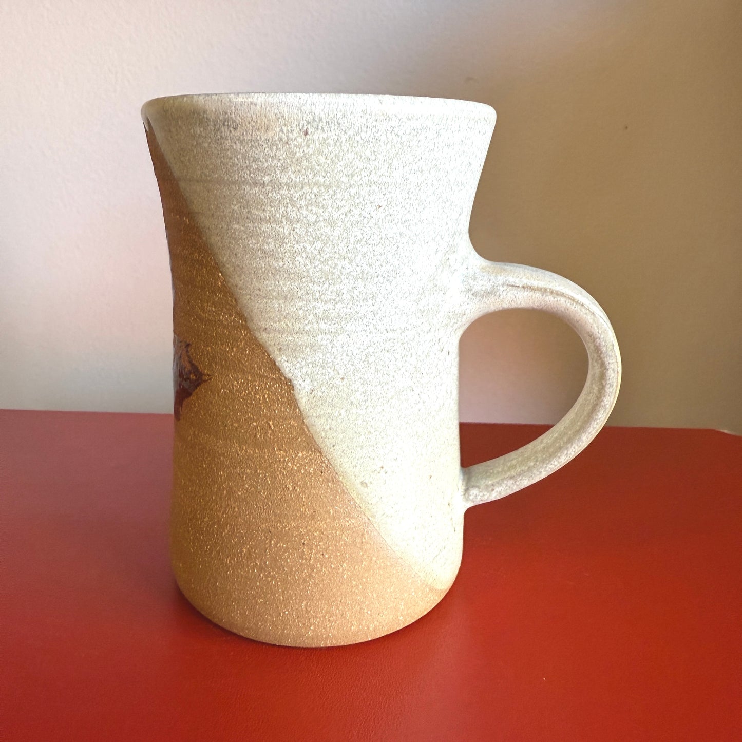 Hand-Thrown Ceramic Mug with Maple Leaf Print - Made in Stoughton!