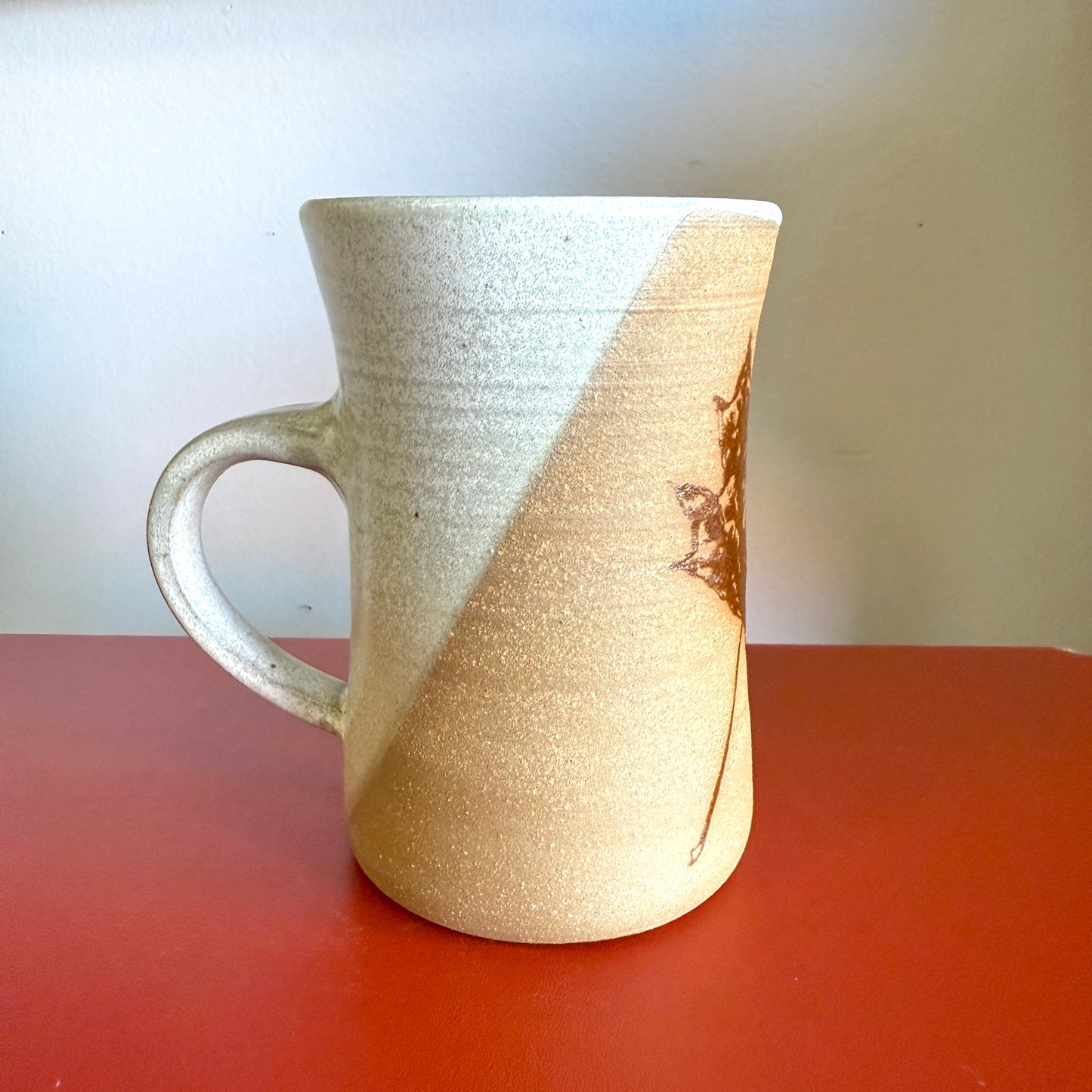 Hand-Thrown Ceramic Mug with Maple Leaf Print - Made in Stoughton!