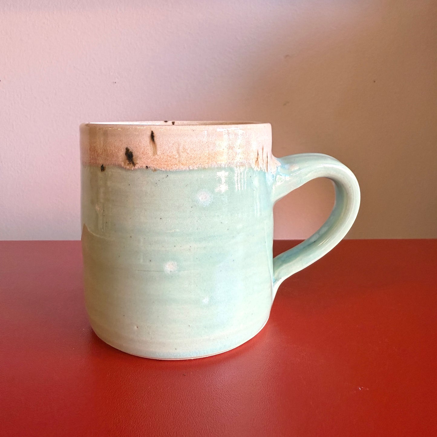Hand-Thrown Petite Ceramic Mug with Aquamarine Glaze - Made in Stoughton!