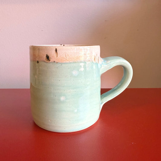 Hand-Thrown Petite Ceramic Mug with Aquamarine Glaze - Made in Stoughton!