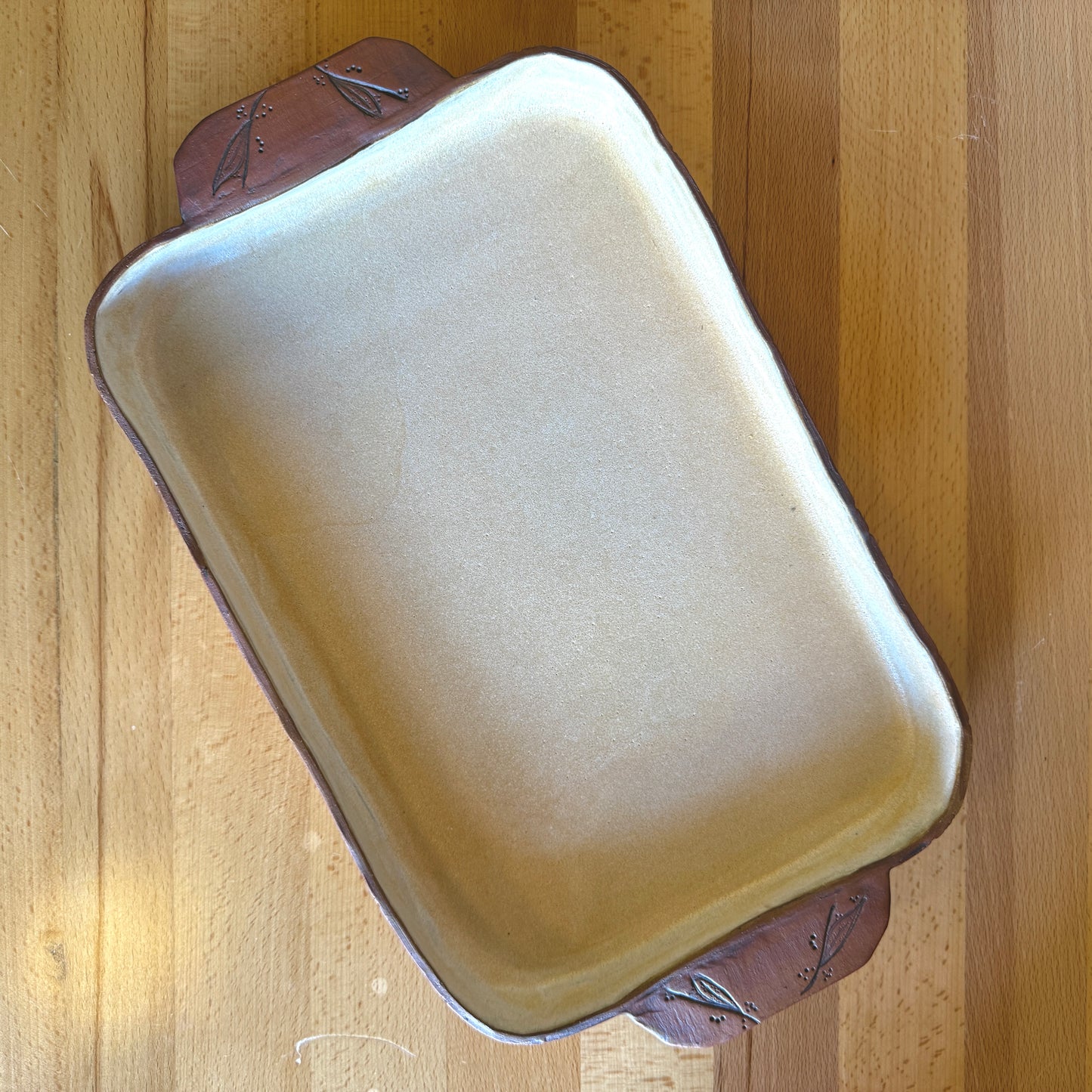 Handmade Ceramic Baking/Serving Dish with Hand Drawn Details - Made in Stoughton!