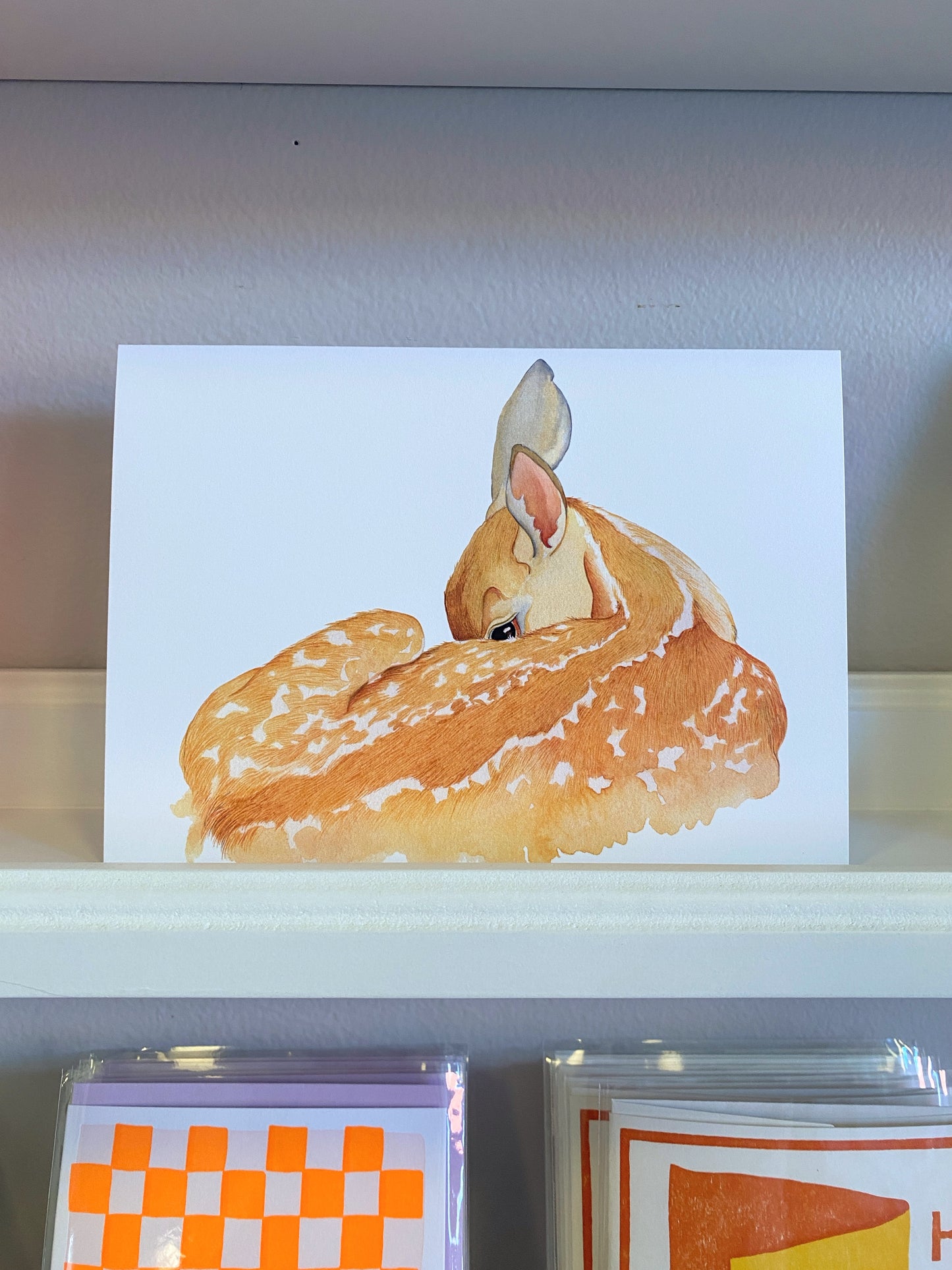 Shy Fawn Watercolor Greeting Card
