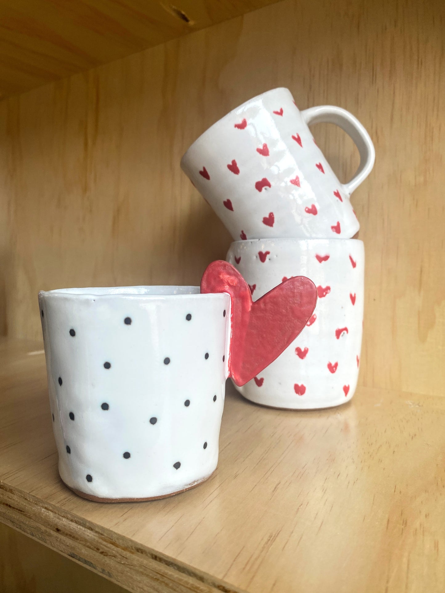 Hand Thrown Cup with Heart - Made in Stoughton!