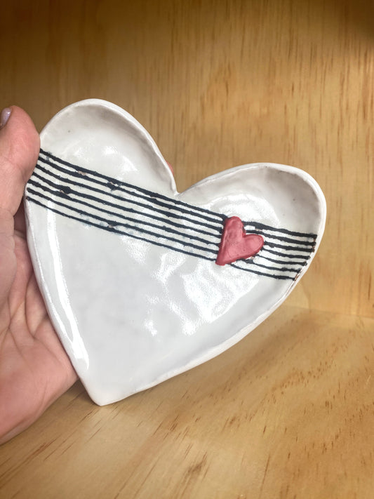 Handmade Ceramic Heart Trinket Dish - Made in Stoughton!