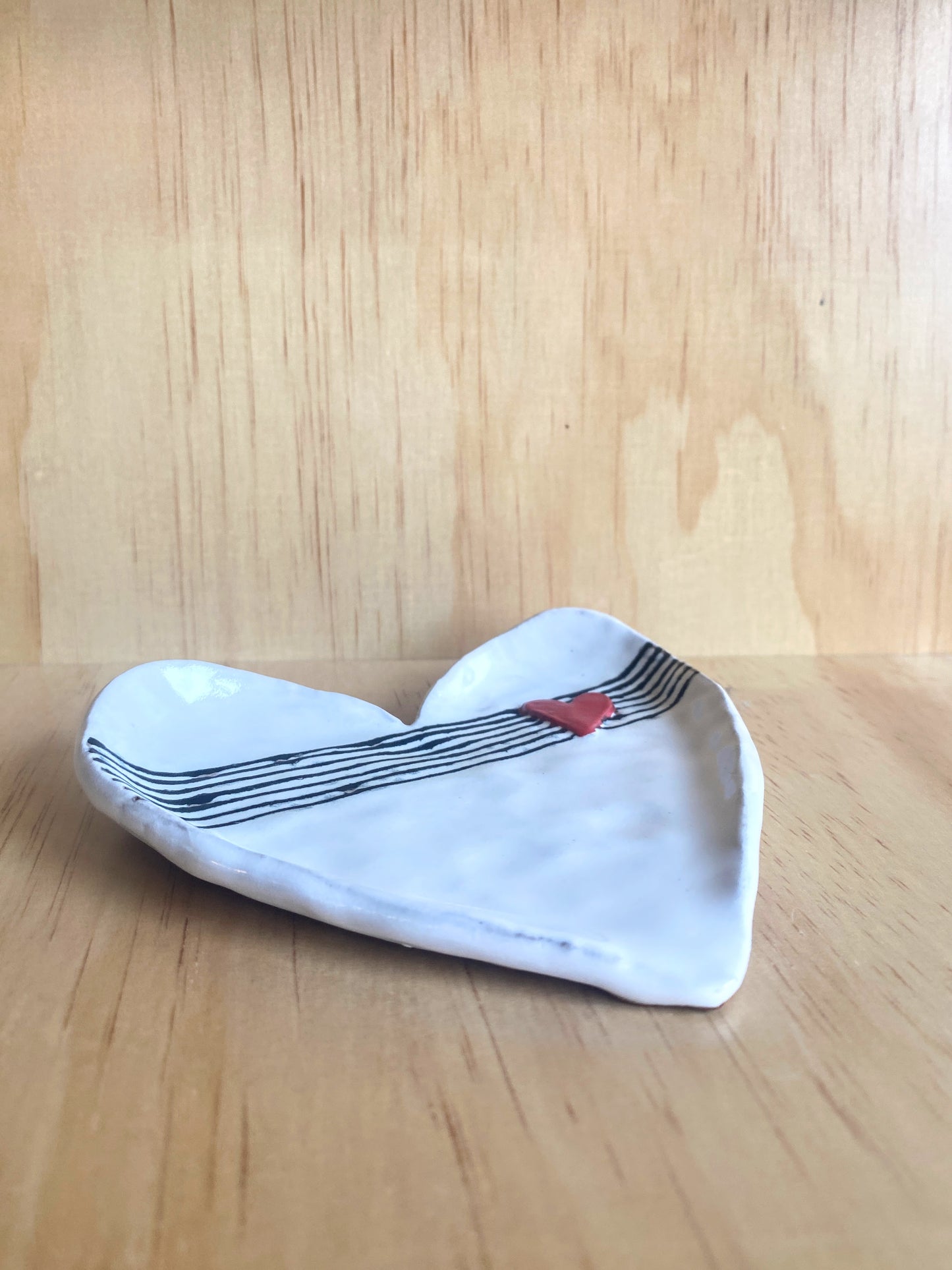 Handmade Ceramic Heart Trinket Dish - Made in Stoughton!