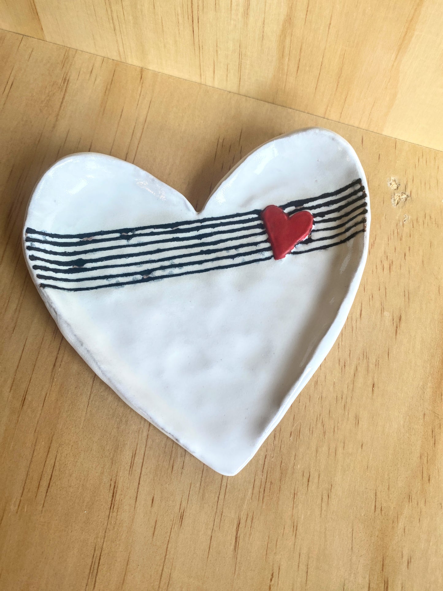 Handmade Ceramic Heart Trinket Dish - Made in Stoughton!