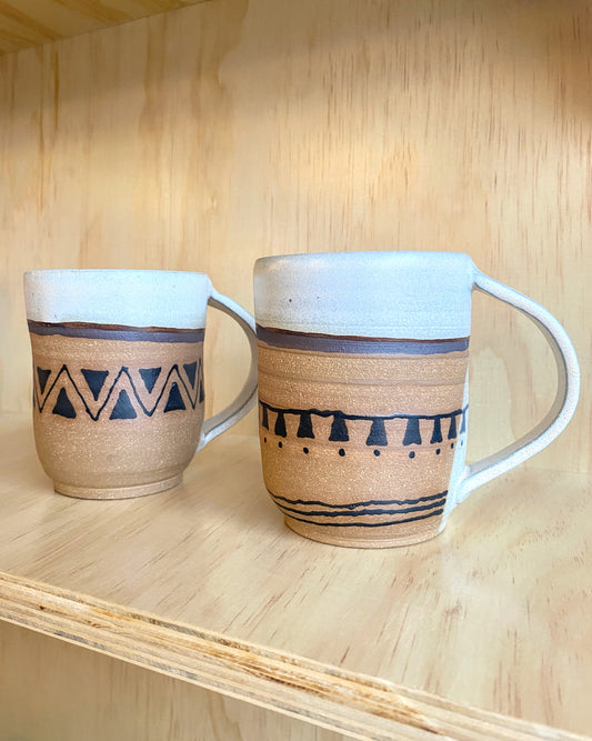 Hand Thrown Geometric Linework Mug - Made in Stoughton!