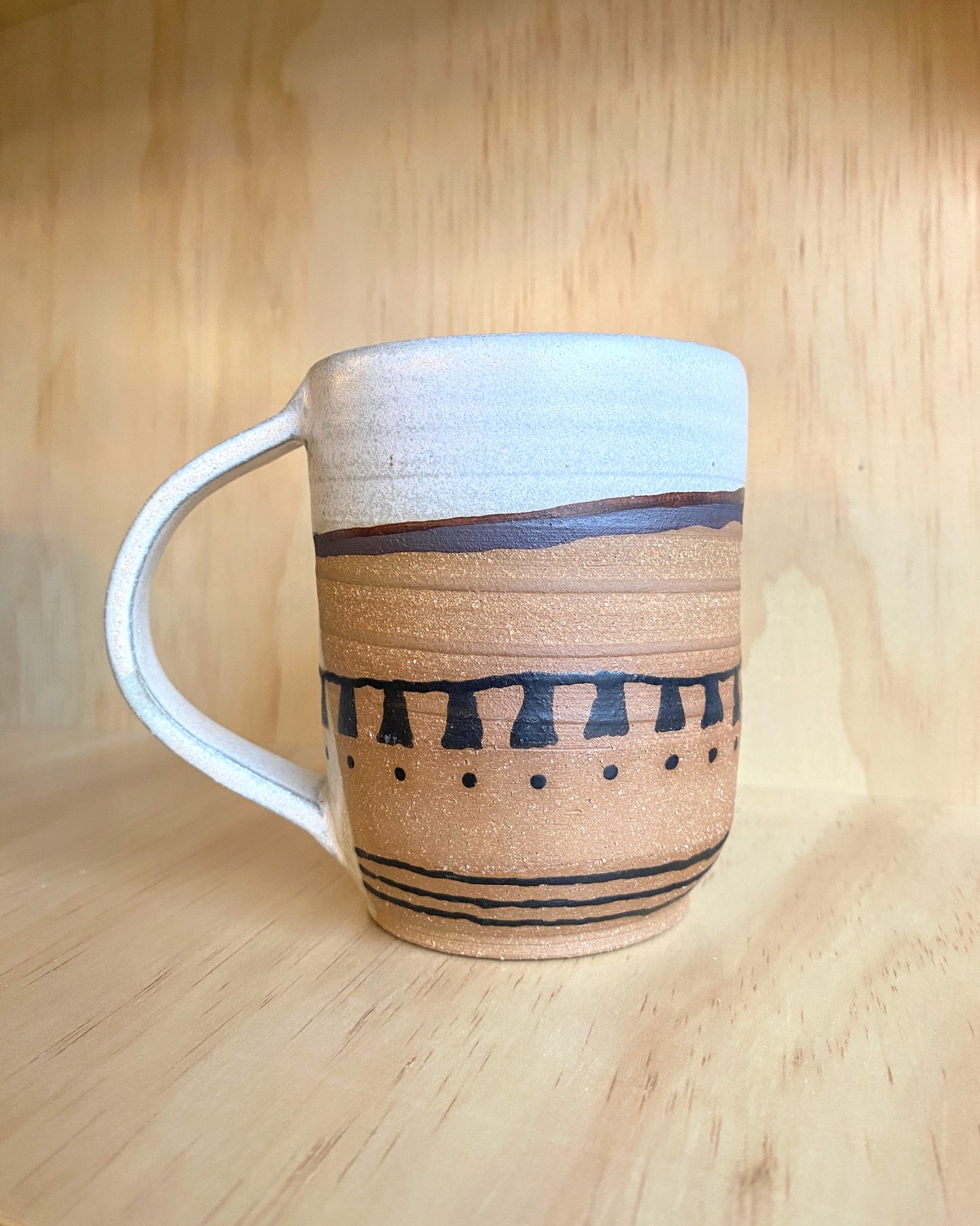 Hand Thrown Geometric Linework Mug - Made in Stoughton!