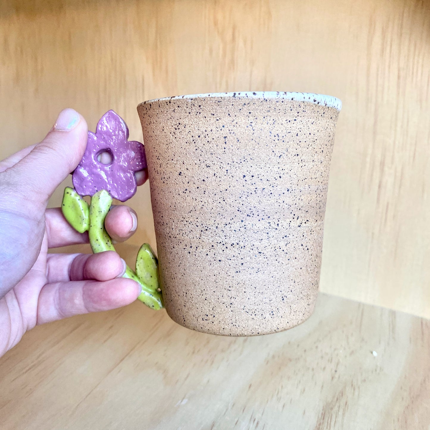 Hand-Thrown Flower Handle Mug - Made in Stoughton!