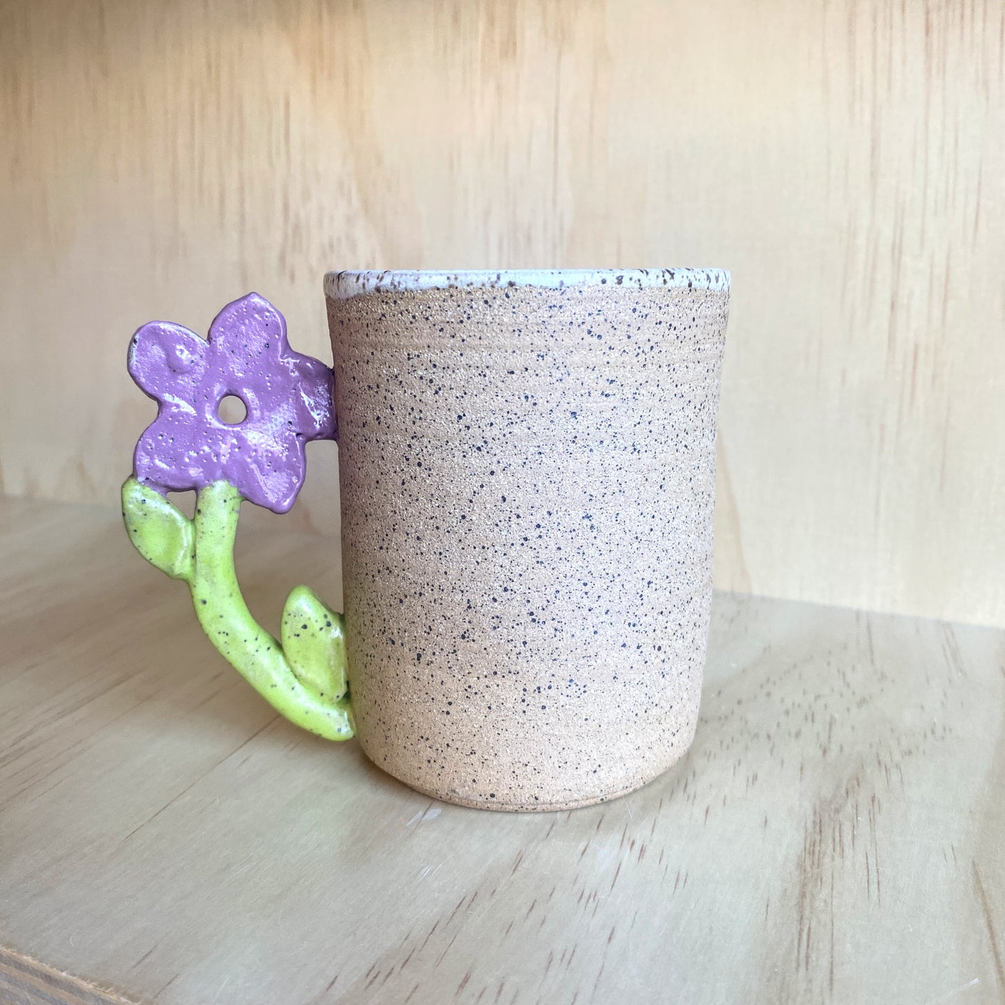 Hand-Thrown Flower Handle Mug - Made in Stoughton!