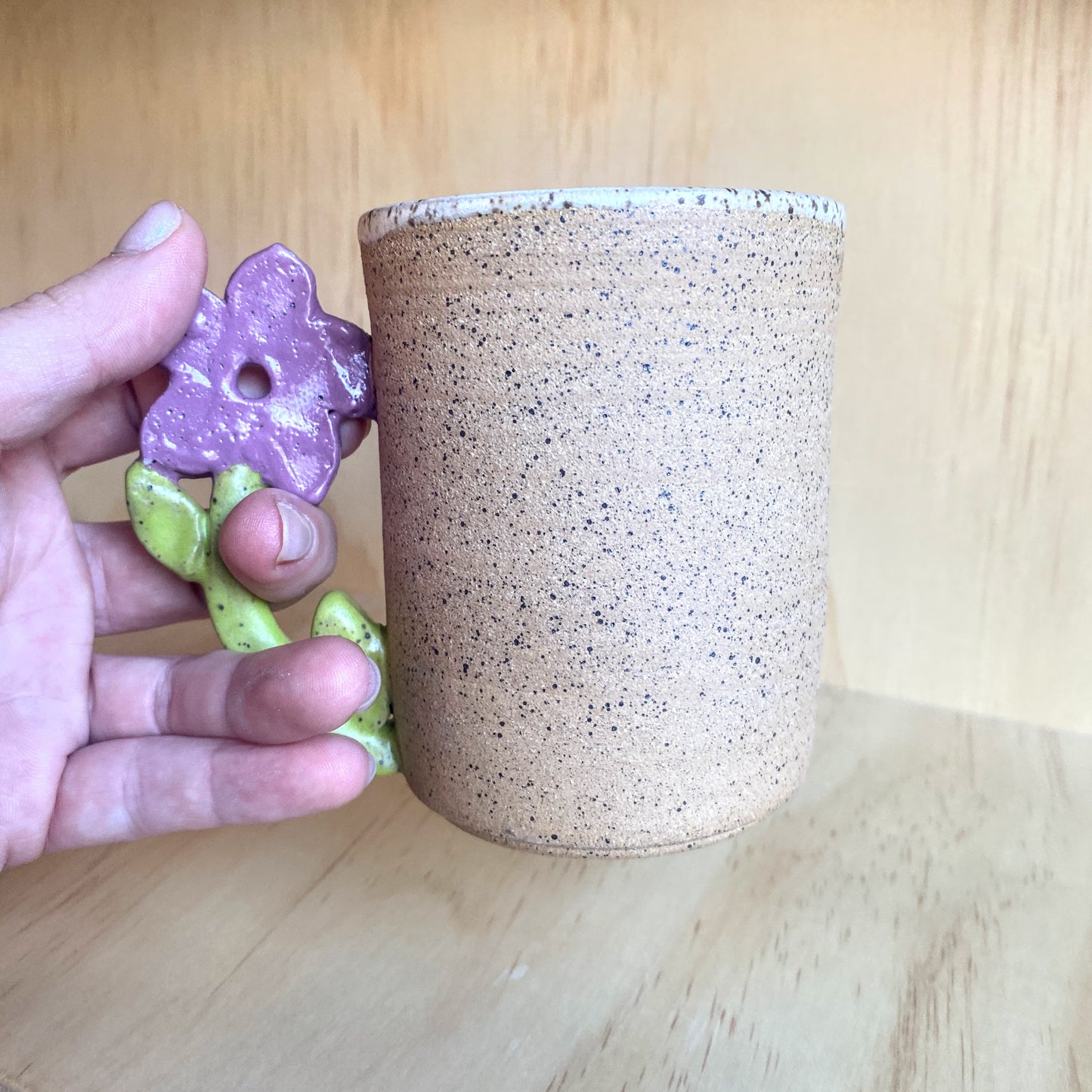 Hand-Thrown Flower Handle Mug - Made in Stoughton!