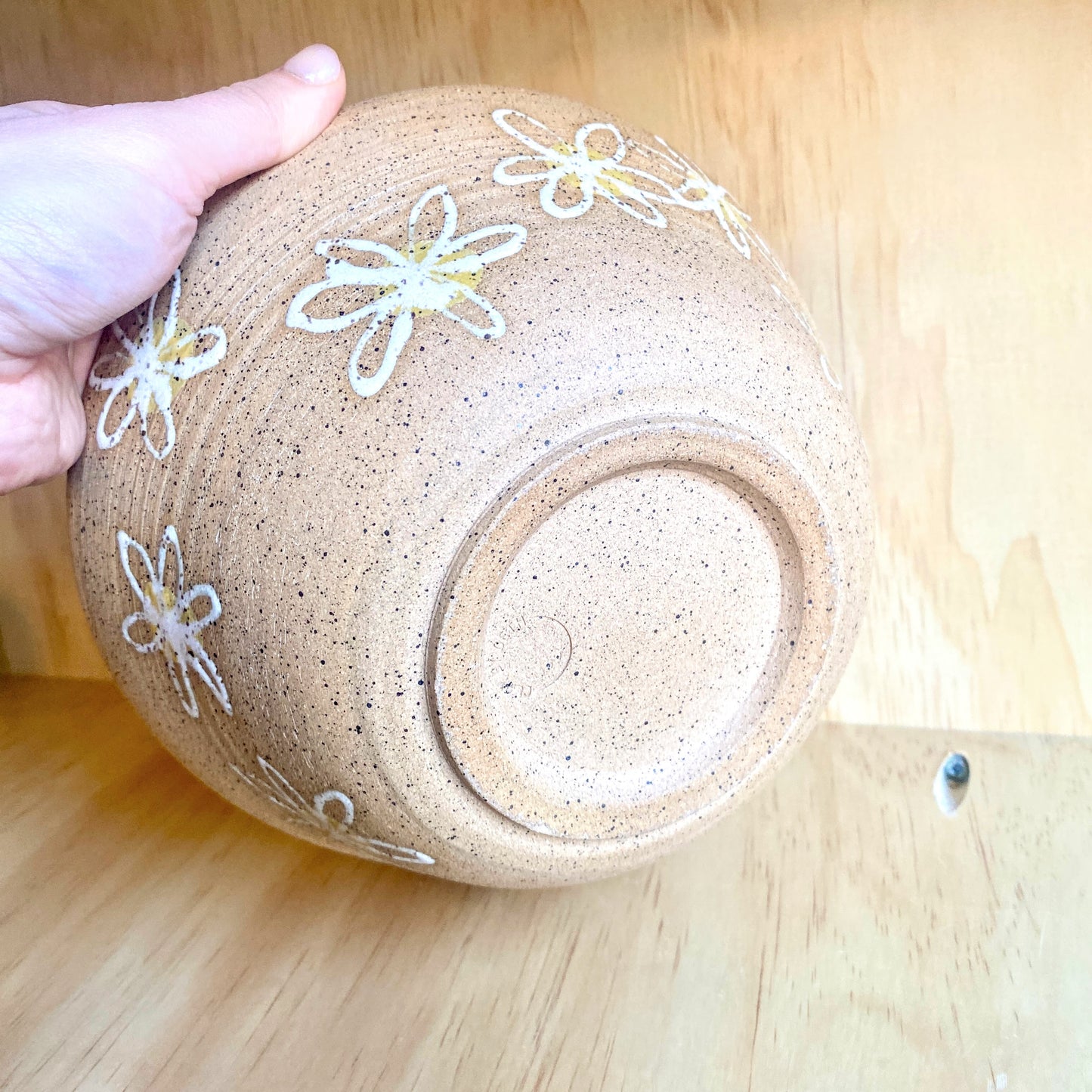 Hand-Thrown Mixing Bowl with Daisies - Made in Stoughton!