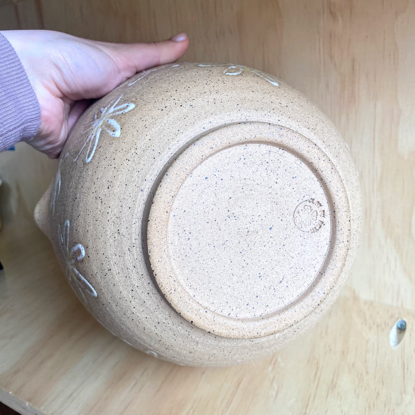 Hand-Thrown Mixing Bowl with Daisies and Matte Interior Glaze - Made in Stoughton!
