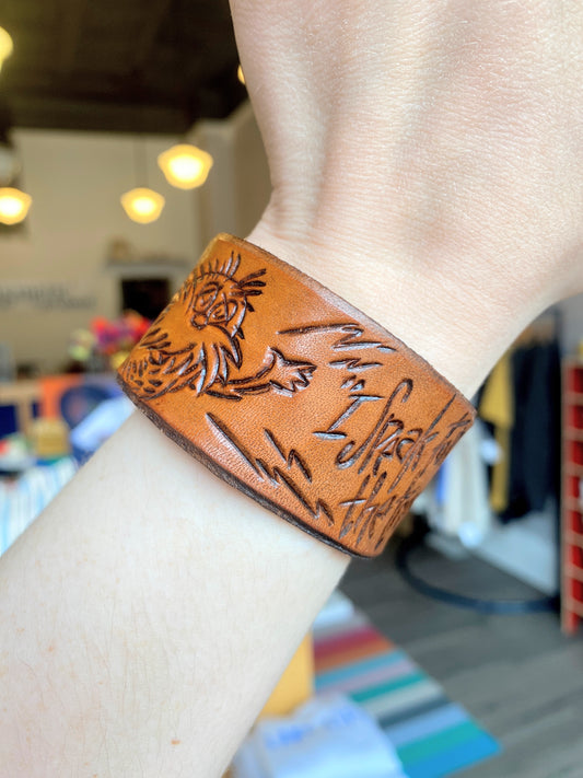 "I Speak for the Trees" Hand-tooled Leather Cuff Bracelet by Lara