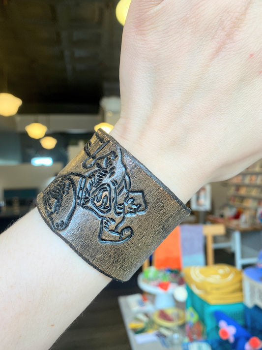 "Superman" Hand-tooled Leather Bracelet by Lara