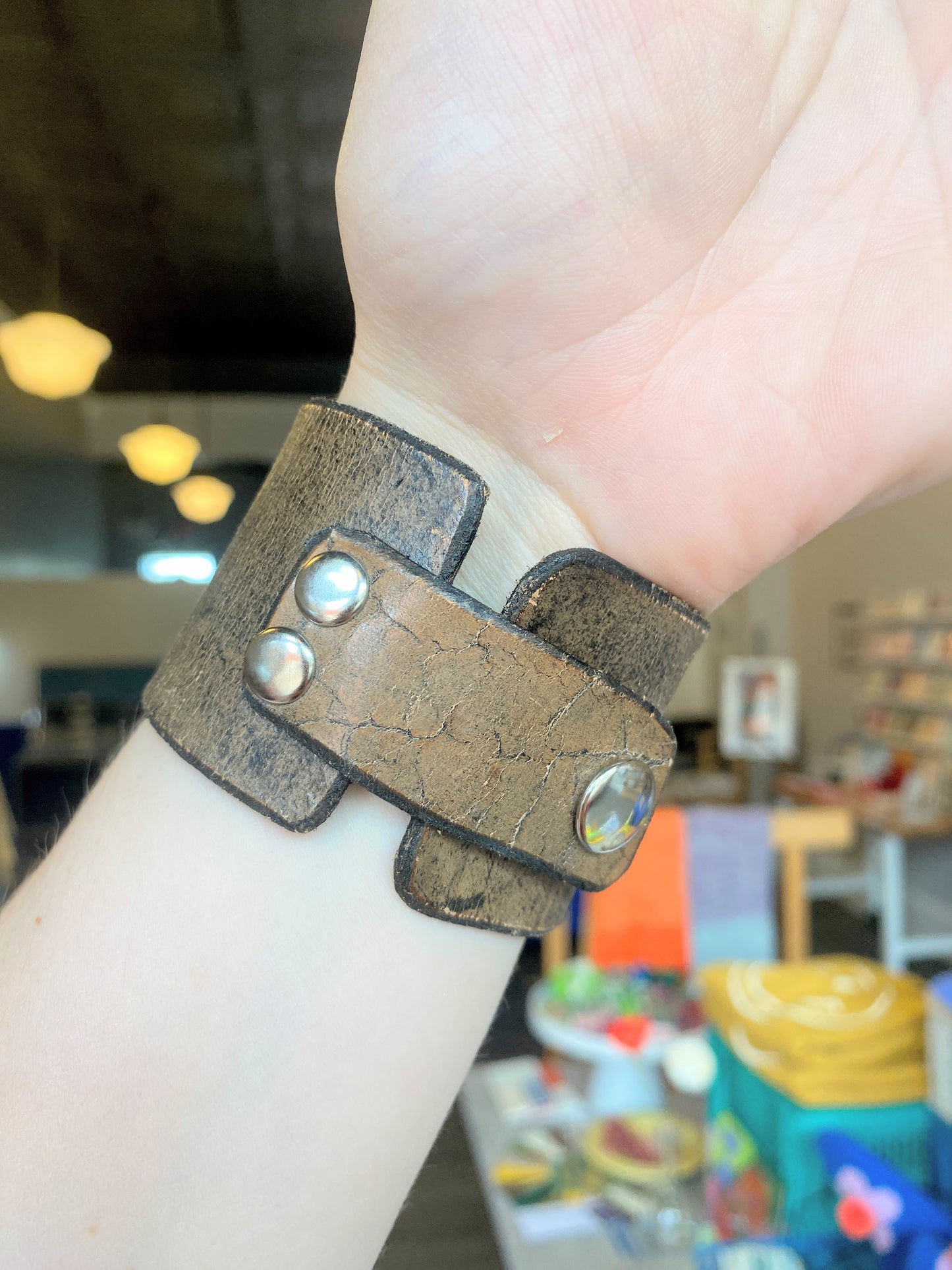 "Superman" Hand-tooled Leather Bracelet by Lara